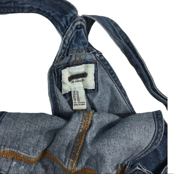 WJ364 Forever 21 VSCO Girl Denim Jean Overalls 26 - Picture 3 of 4